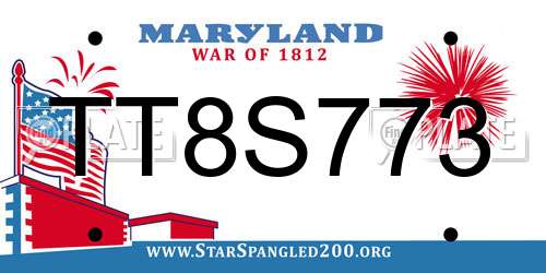 TT8S773 Maryland License Plate