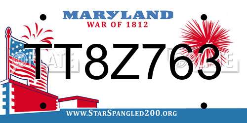 TT8Z763 Maryland License Plate