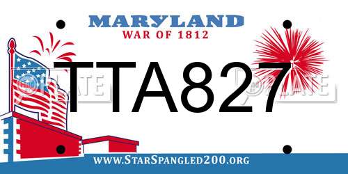 TTA827 Maryland License Plate