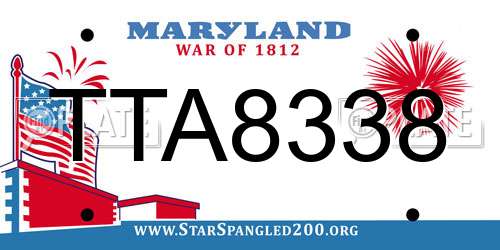 TTA8338 Maryland License Plate