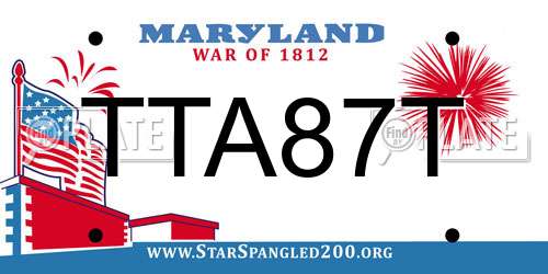 TTA87T Maryland License Plate