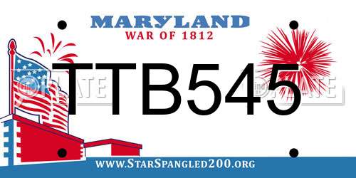 TTB545 Maryland License Plate
