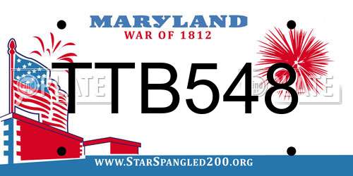 TTB548 Maryland License Plate