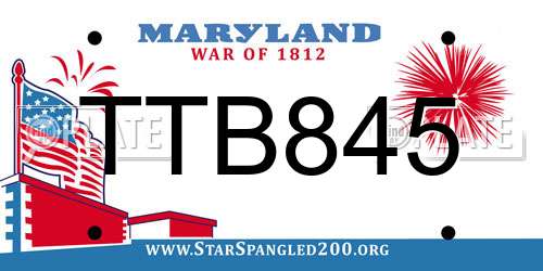 TTB845 Maryland License Plate