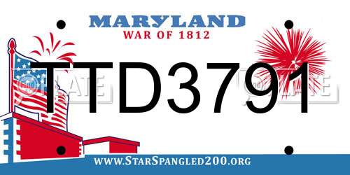 TTD3791 Maryland License Plate