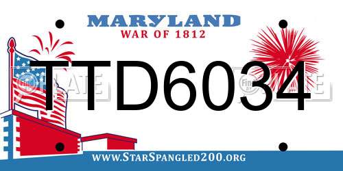 TTD6034 Maryland License Plate