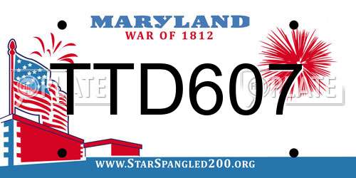 TTD607 Maryland License Plate