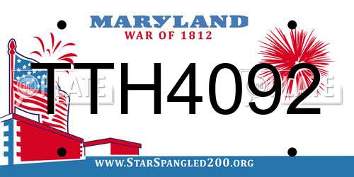 TTH4092 Maryland License Plate