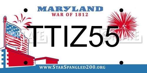 TTIZ55 Maryland License Plate