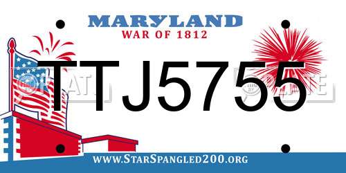 TTJ5755 Maryland License Plate