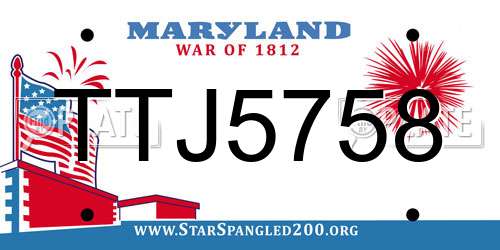 TTJ5758 Maryland License Plate