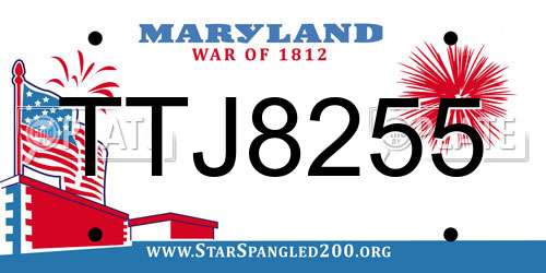 TTJ8255 Maryland License Plate