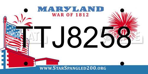 TTJ8258 Maryland License Plate
