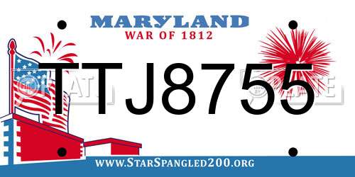 TTJ8755 Maryland License Plate