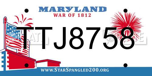 TTJ8758 Maryland License Plate