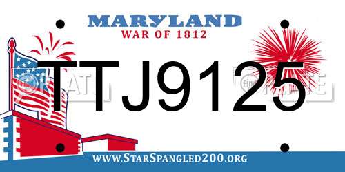 TTJ9125 Maryland License Plate