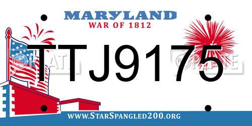 TTJ9175 Maryland License Plate
