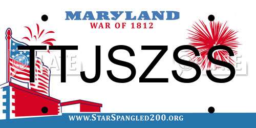 TTJSZSS Maryland License Plate