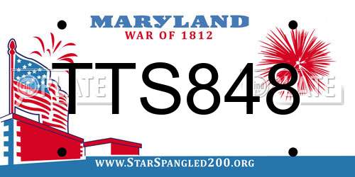 TTS848 Maryland License Plate