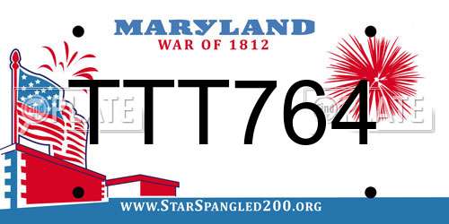 TTT764 Maryland License Plate
