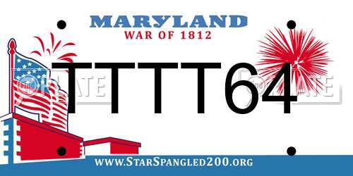 TTTT64 Maryland License Plate