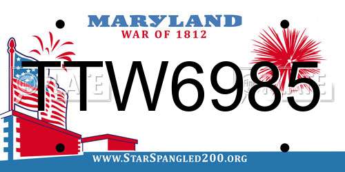 TTW6985 Maryland License Plate