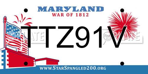 TTZ91V Maryland License Plate