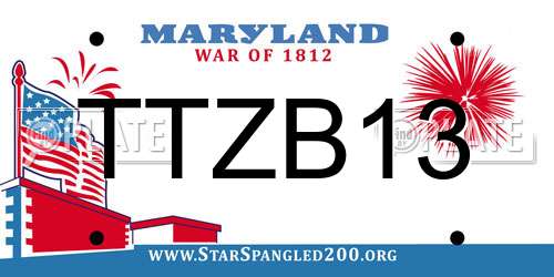 TTZB13 Maryland License Plate