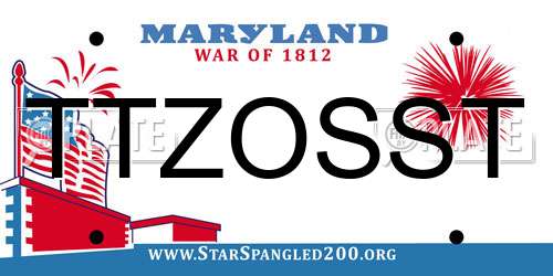 TTZOSST Maryland License Plate