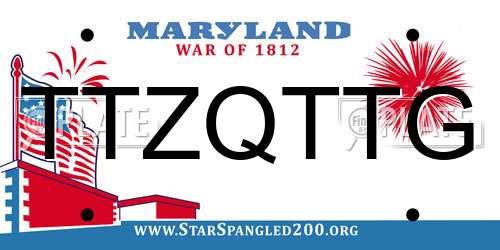 TTZQTTG Maryland License Plate
