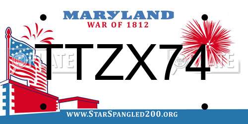 TTZX74 Maryland License Plate