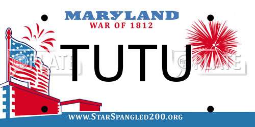 TUTU Maryland License Plate