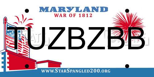 TUZBZBB Maryland License Plate
