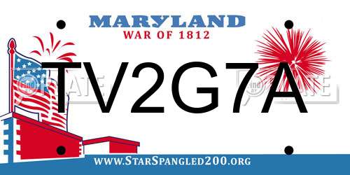 TV2G7A Maryland License Plate