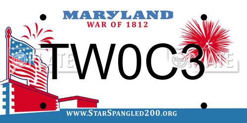 TW0C3 Maryland License Plate