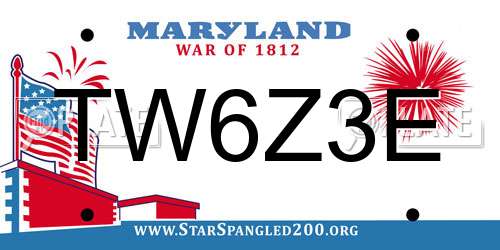 TW6Z3E Maryland License Plate