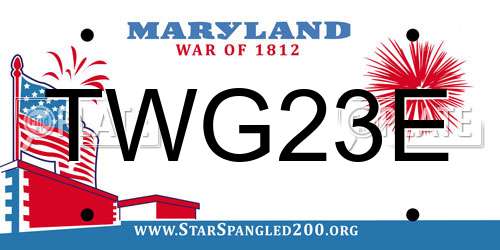 TWG23E Maryland License Plate