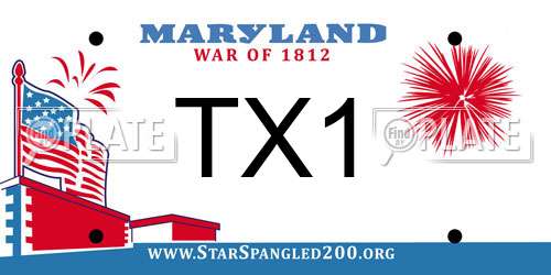 TX1 Maryland License Plate
