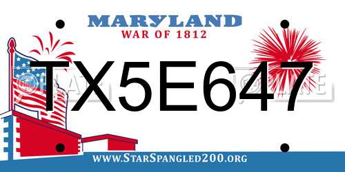 TX5E647 Maryland License Plate