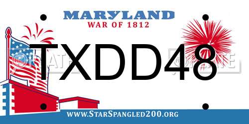 TXDD48 Maryland License Plate