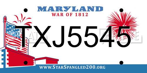TXJ5545 Maryland License Plate