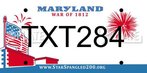 TXT284 Maryland License Plate