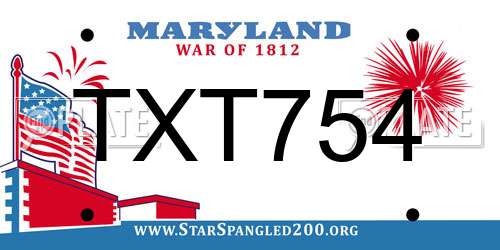 TXT754 Maryland License Plate
