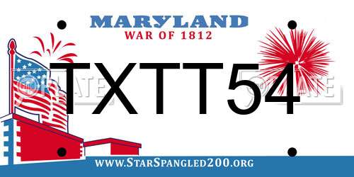 TXTT54 Maryland License Plate