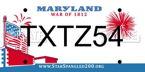 TXTZ54 Maryland License Plate