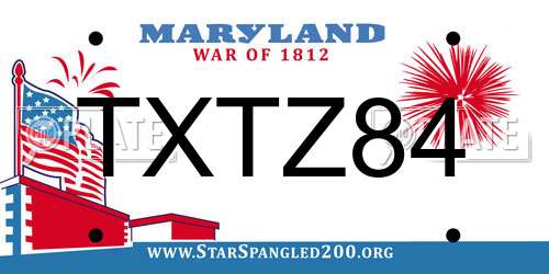 TXTZ84 Maryland License Plate