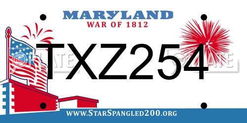 TXZ254 Maryland License Plate