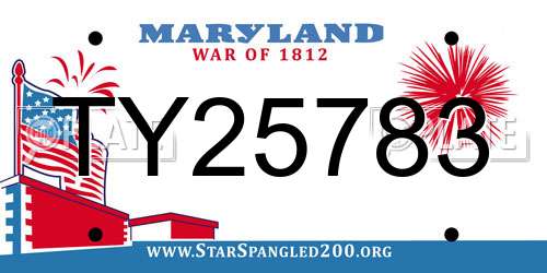 TY25783 Maryland License Plate