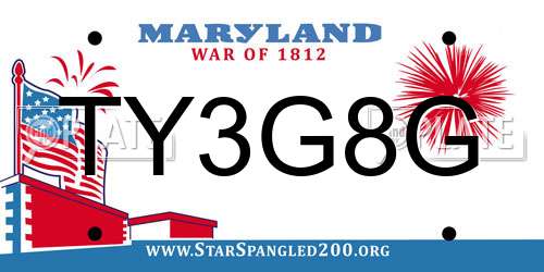 TY3G8G Maryland License Plate