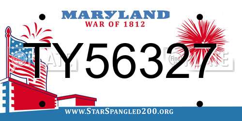 TY56327 Maryland License Plate